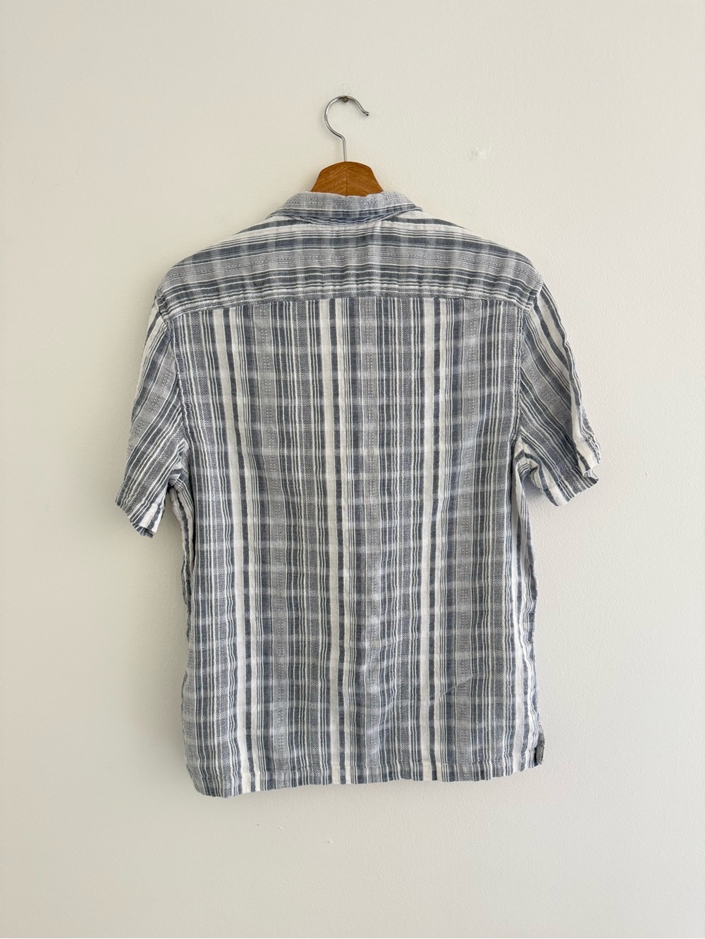Ben Sherman Blue Gray 100% Cotton Knit Short Sleeve Button Down Medium - Picture 7 of 7